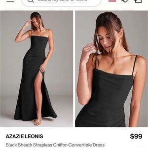 Azazie Leonis Elegant Black Strapless Dress
